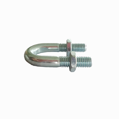 Fittings ujung kabel biasa Ukuran pipa Zinc Plated Round Bend U-Bolt Dengan Hex Nuts