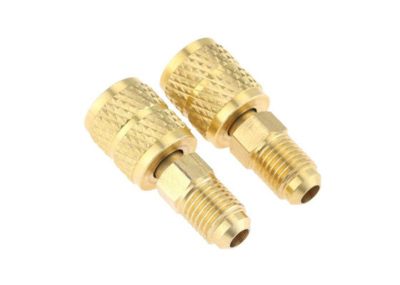 Refrigerant Retrofit Kuningan Quick Coupler Adapter 1/4 " Pria Flare 5/16 " Wanita