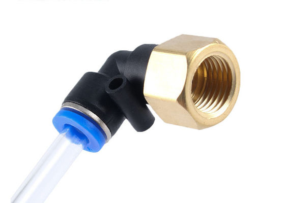 PLF Series Push Connect Air Fittings 90 derajat Pneumatic Tube Male Elbow 1/4 " NPT Thread