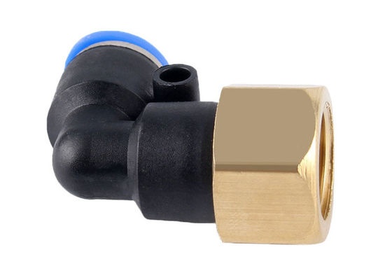 PLF Series Push Connect Air Fittings 90 derajat Pneumatic Tube Male Elbow 1/4 " NPT Thread