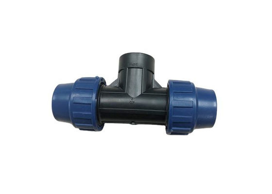 32mm Wanita Thread Tee Fast Joint HDPE Kompresi Fittings Untuk Penyediaan Air