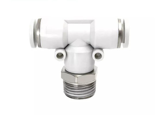 PB T berbentuk Pneumatic Quick Coupling Male Thread Positive Tee Air Connector