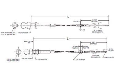 OEM Universal Throttle Control Cable Assembly 565 - 550 Seri Standar Output