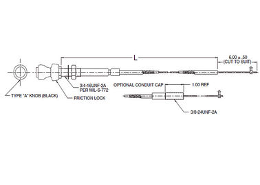Micro Adjust Hand Throttle Control Cable Assembly Wire Rope Output 565 - 557 Seri