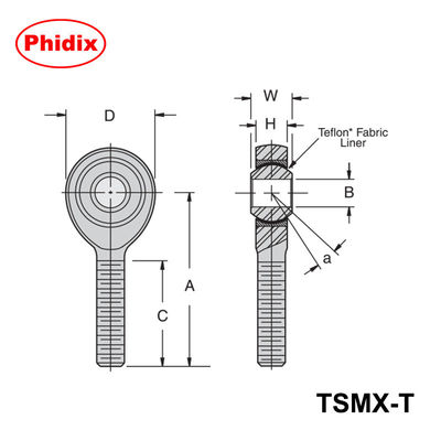 TSMX-T/TSFX-T PTFE-Lined Heavy-Duty Rod Ends