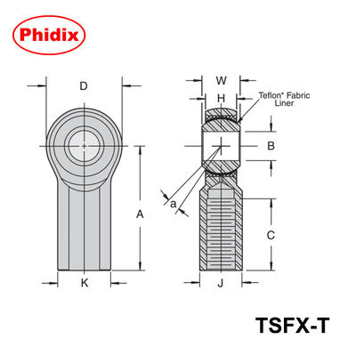 TSMX-T/TSFX-T PTFE-Lined Heavy-Duty Rod Ends